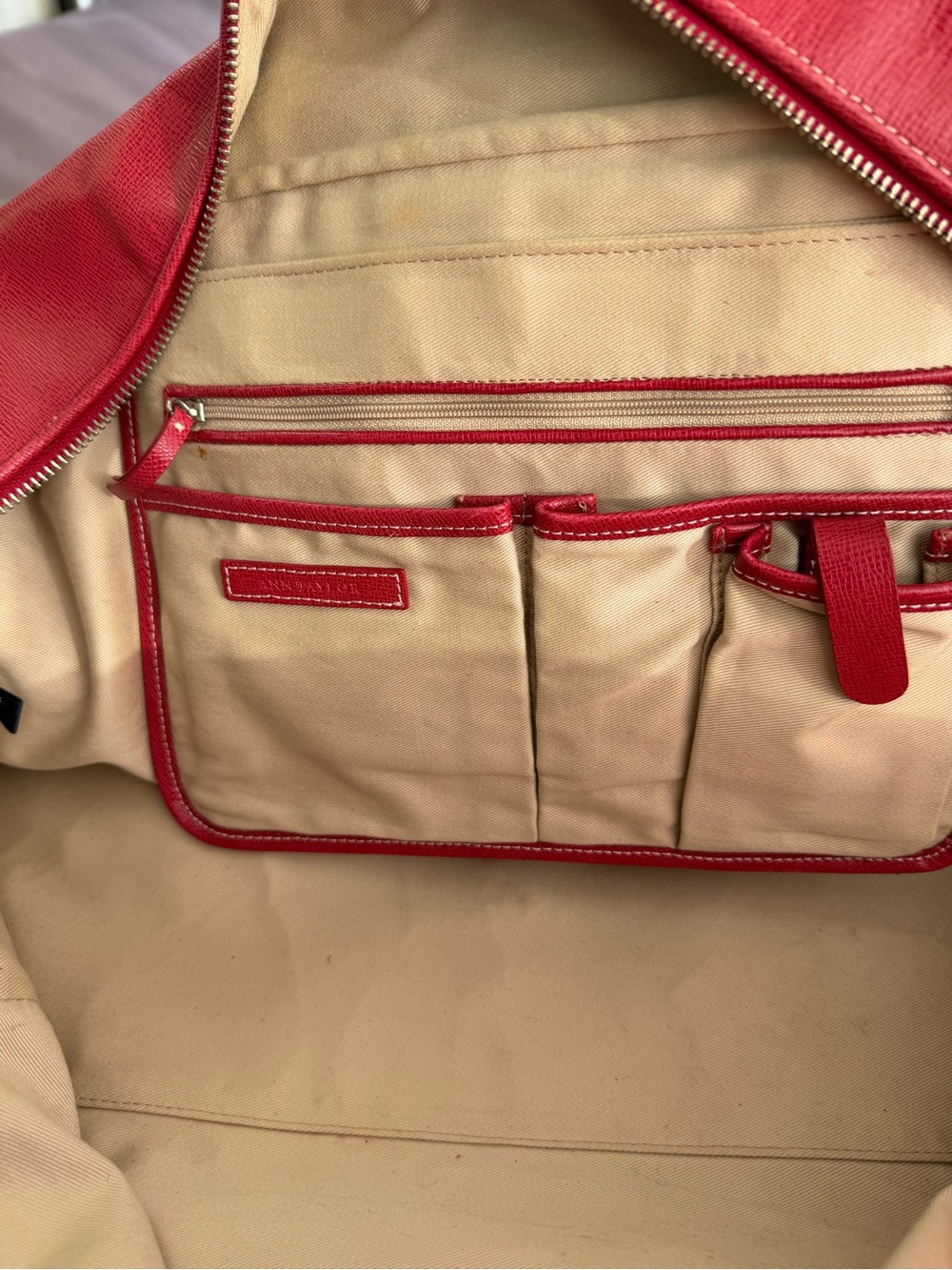 Vintage Ann Taylor Red Leather Duffle Bag Weekender CarryOn Travel Luggage AS IS - Picture 15 of 16